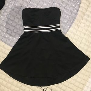 Strapless High Low Black Dress
